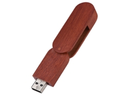 Memoria USB (32 GB de almacenamiento, cabezal redondo giratorio de madera de secuoya)