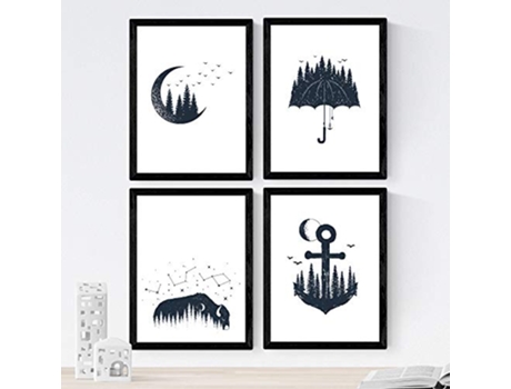 Set de 4 Láminas NACNIC Bosque Pajaros (A3)