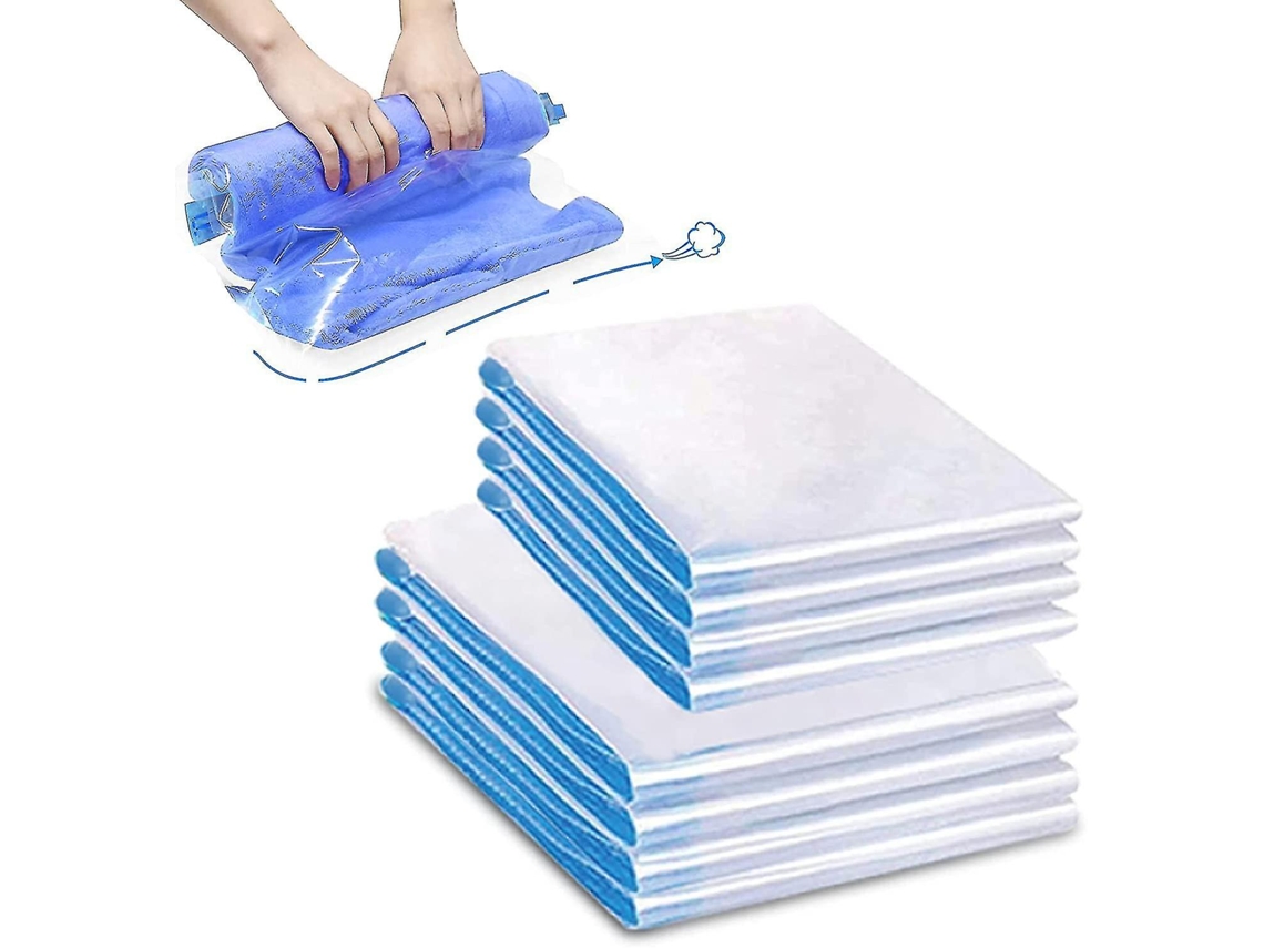 Bolsas de almacenamiento al vacío - Bolsas de almacenamiento al vacío prensadas a mano - 8 bolsas de compresión al vacío reutilizables para viajes