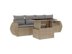 Maison Exclusive - Juego De Sofás Jardín Con Cojines 5 Pzas Ratán Sintético Beige