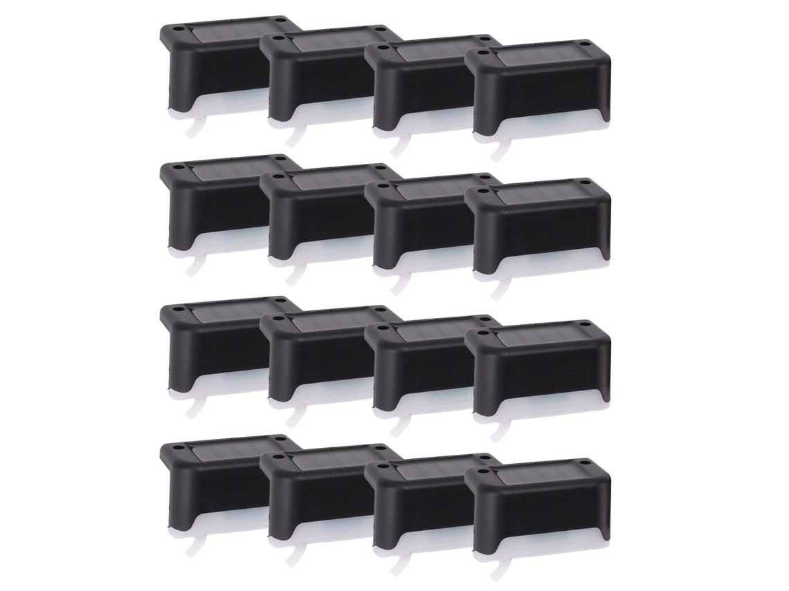 Juego de 16 luces solares LED para escalones, impermeables IP65, en ABS con activación automática, CHABERLU