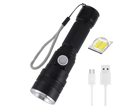 Linterna LED, Linternas Recargables USB, Linternas P50 Súper Brillantes de 6000 Lúmenes, Linterna Táctica Recargable Impermeable con Zoom para Acam...