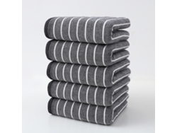 Toalla De Rayas De Algodón Puro, Suave, Agradable Para La Piel Y Muy Absorbente, 5 Unidades, Gris/35 X 75 Cm Gertiz
