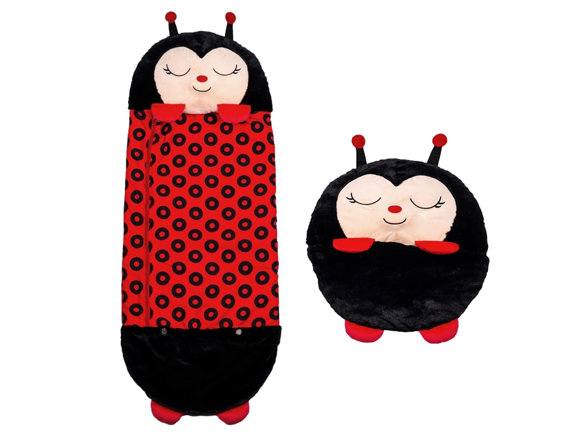 Saco De Dormir Convertible En Almohada, Para Niños, Mariquita. Tacto Peluche. Mediano / M 160x60cm.