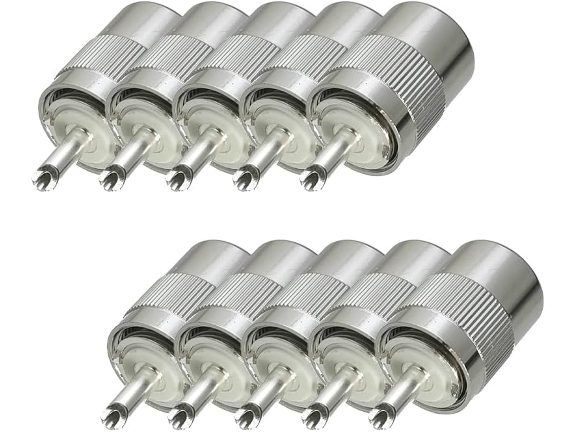 10 Conectores Macho Pl259 Uhf Para Soldar, Accesorios Para Cables Rg58, Rg142, Lmr195 Y Rg400