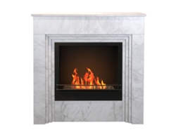 Chimenea de suelo Bellini con bioetanol de madera con efecto mármol blanco, fabricada en Italia, 96 cm x 35 cm x 96 cm