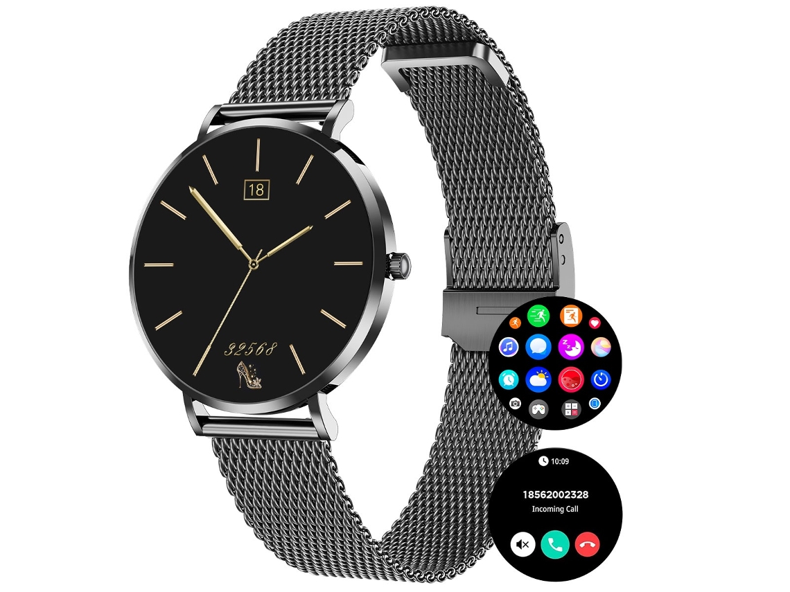 Smartwatch Chronus 1,19" AMOLED con Cuerpo Ultrafino y Llamadas Bluetooth (Negro)