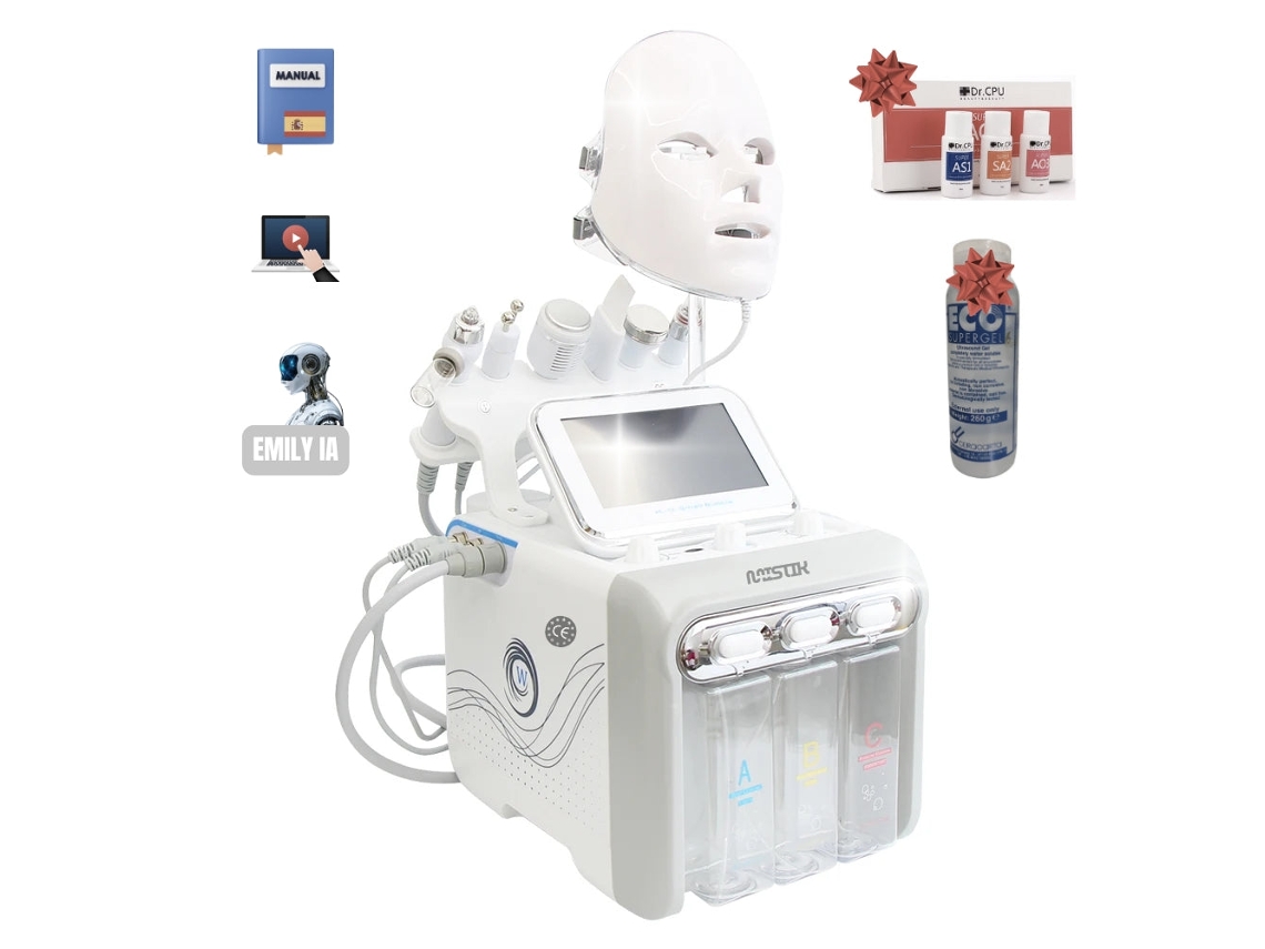 Máquina hidrofacial Mistik Professional 7 en 1 para limpieza facial profunda y rejuvenecimiento estético.