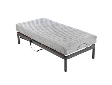 Juego de Cama y Colchón Articulados PIKOLIN (135x190cm - Viscoelástica y Metal - Gris)