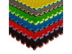 Tatami Puzzle 9 PIEZAS (9m² ) Esterilla Goma Espuma Tatami Suelo para Gimnasio Ideal Artes Marciales 1m x 1m x 2,5cm Superficie 5 líneas Amarillo/Azul