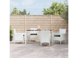 Conjunto 5 Piezas Jantar P/ Jardim C/ Almofadões Vime Pe Branco Dkd Home Decor