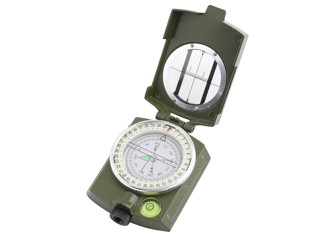 Brújula militar luminosa para exteriores, resistente al agua, verde.