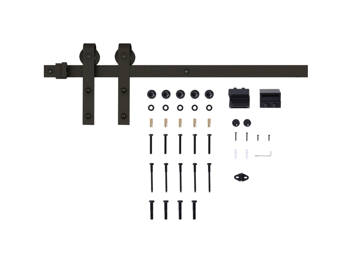 Kit De Riel Para Puerta Corredera, 100 Kg, Metal Negro, 2 M