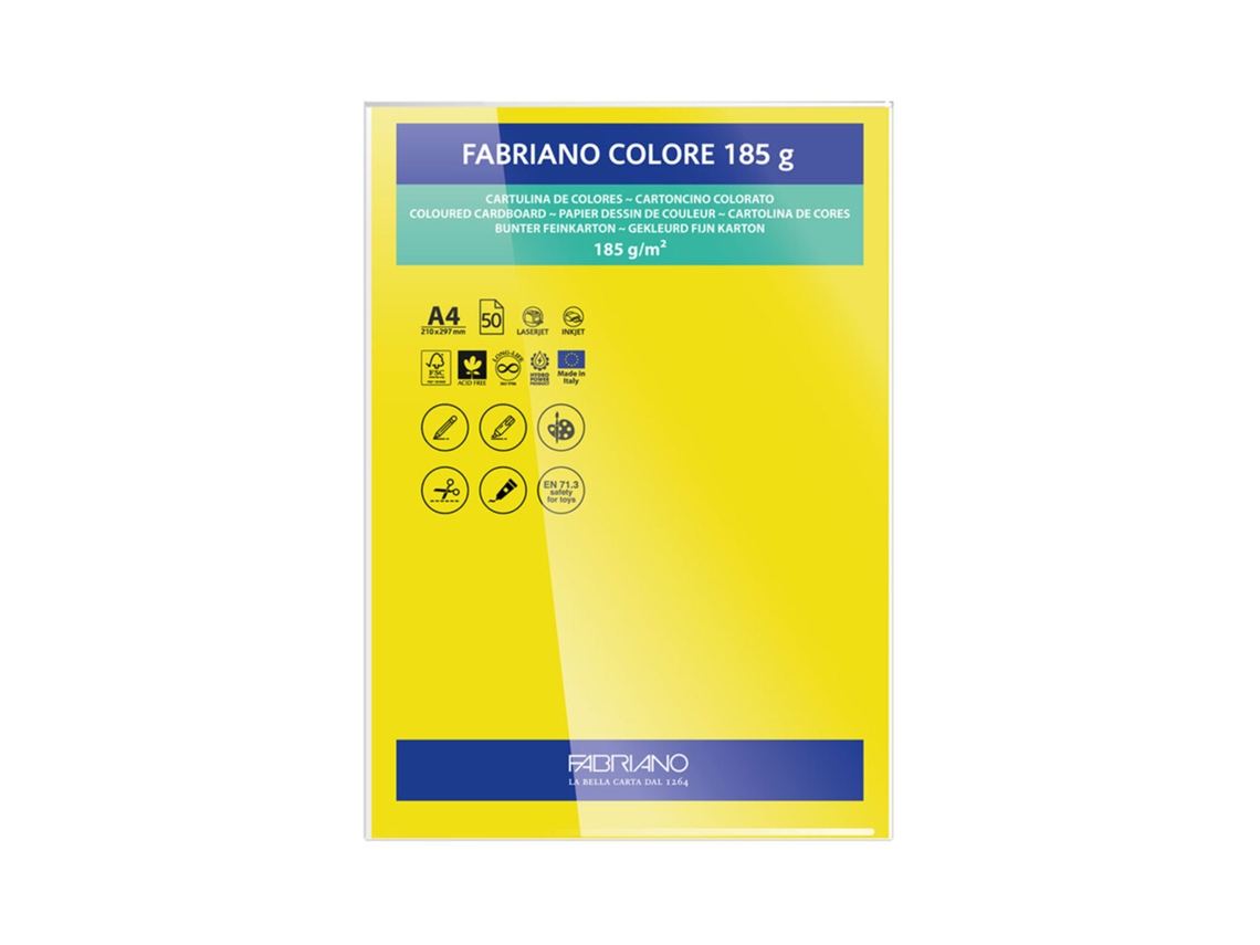 FABRIANO Cartulina A4 185 g/m² Amarillo Canario 50 Hojas