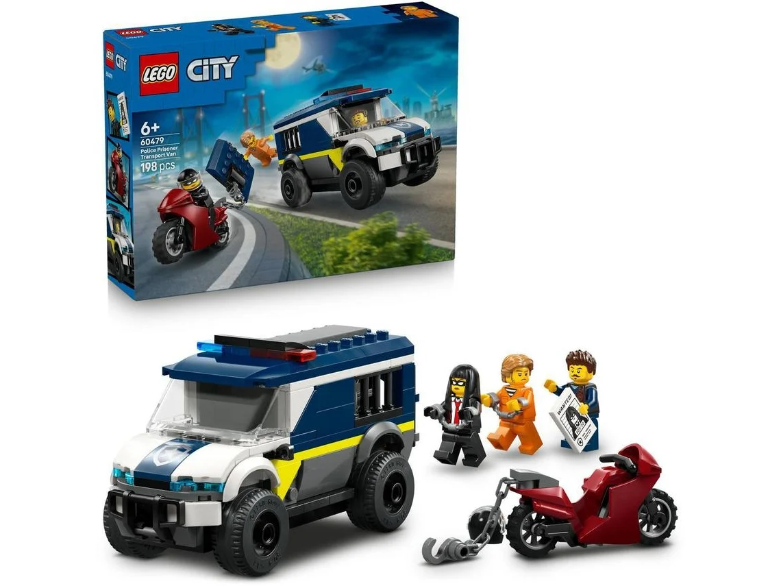 Lego® 60479 City Furgoneta Transporte Penitenciario – Vehículo Policial Y Moto 6+