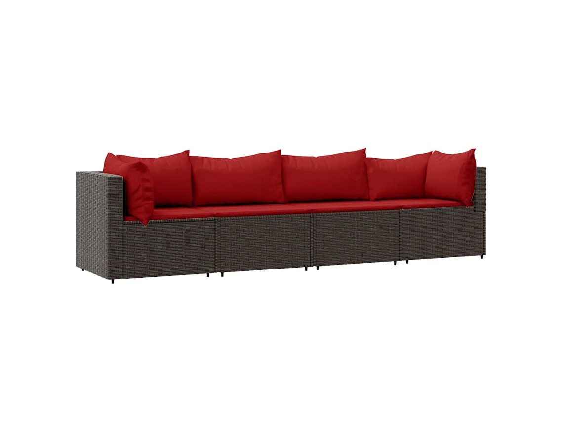 Maison Exclusive - Set Muebles De Jardín 4 Piezas Y Cojines Ratán Sintético Marrón