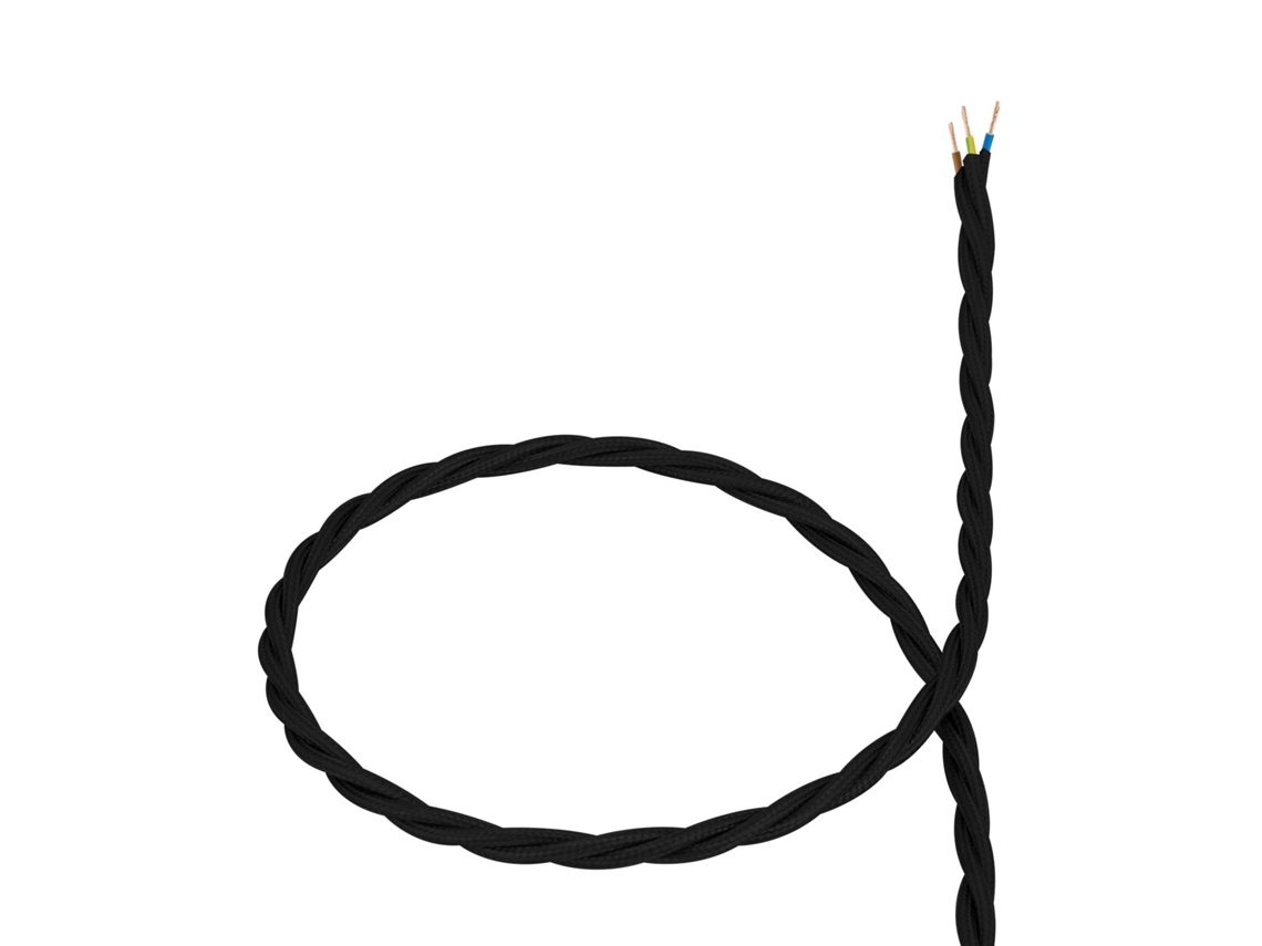 Cable Textil Eléctrico Trenzado Negro