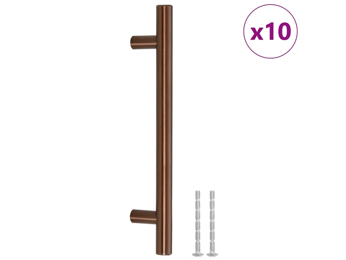Conjunto 10 Tiradores para armarios VIDAXL acero inoxidable bronce (128 mm)