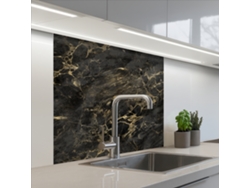 Paneles antisalpicaduras de cocina Nerf - Negro - Mármol - Dorado - 80x80 cm