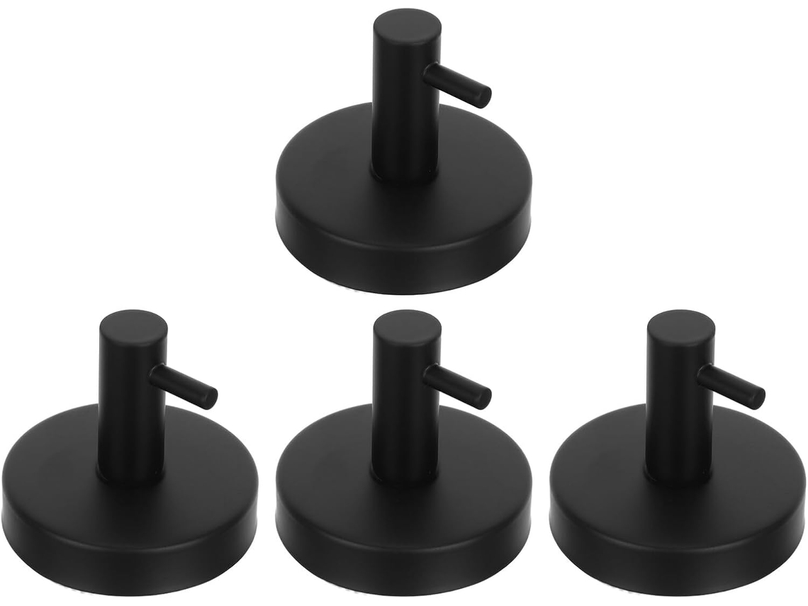 Juego De 4 Ganchos De Ventosa De Acero Inoxidable Negro, No Requieren Perforación, De Pared...