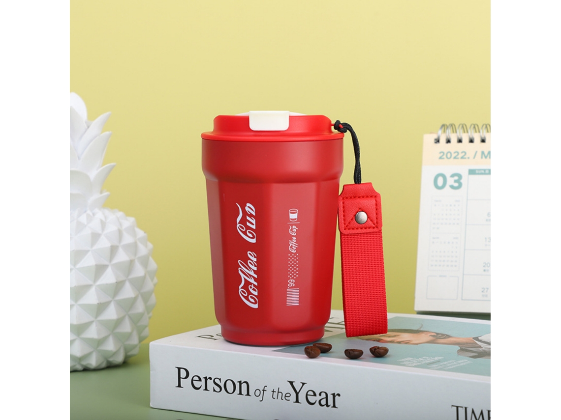 Caneca Térmica Portátil para Café, com Parede Dupla em Aço Inoxidável, À Prova de Vazamentos e com Alça. MDUG (vermelho)