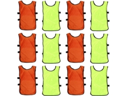 Chalecos De Entrenamiento Para Fútbol Y Baloncesto, Paquete De 12 Chalecos Sin Mangas En Naranja Y Verde Fluorescente.