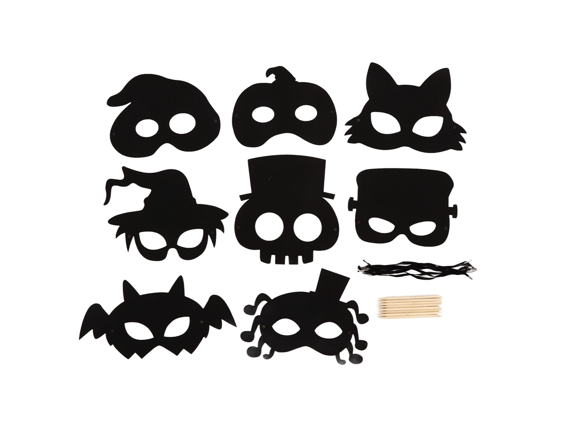 2026-8 Kits De Máscaras De Halloween Con Papel Rayado Arcoíris Para Niños, Manualidades De Animales Y Artística