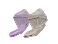 Toallas absorbentes de microfibra Rosewell para secar el cabello (paquete de 2), estilo turbante con botones para un secado rápido