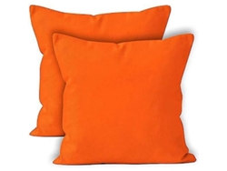Capas de Almofada 2un Laranja Algodão Canvas Colorido com Zíper Invisível (60x60cm)