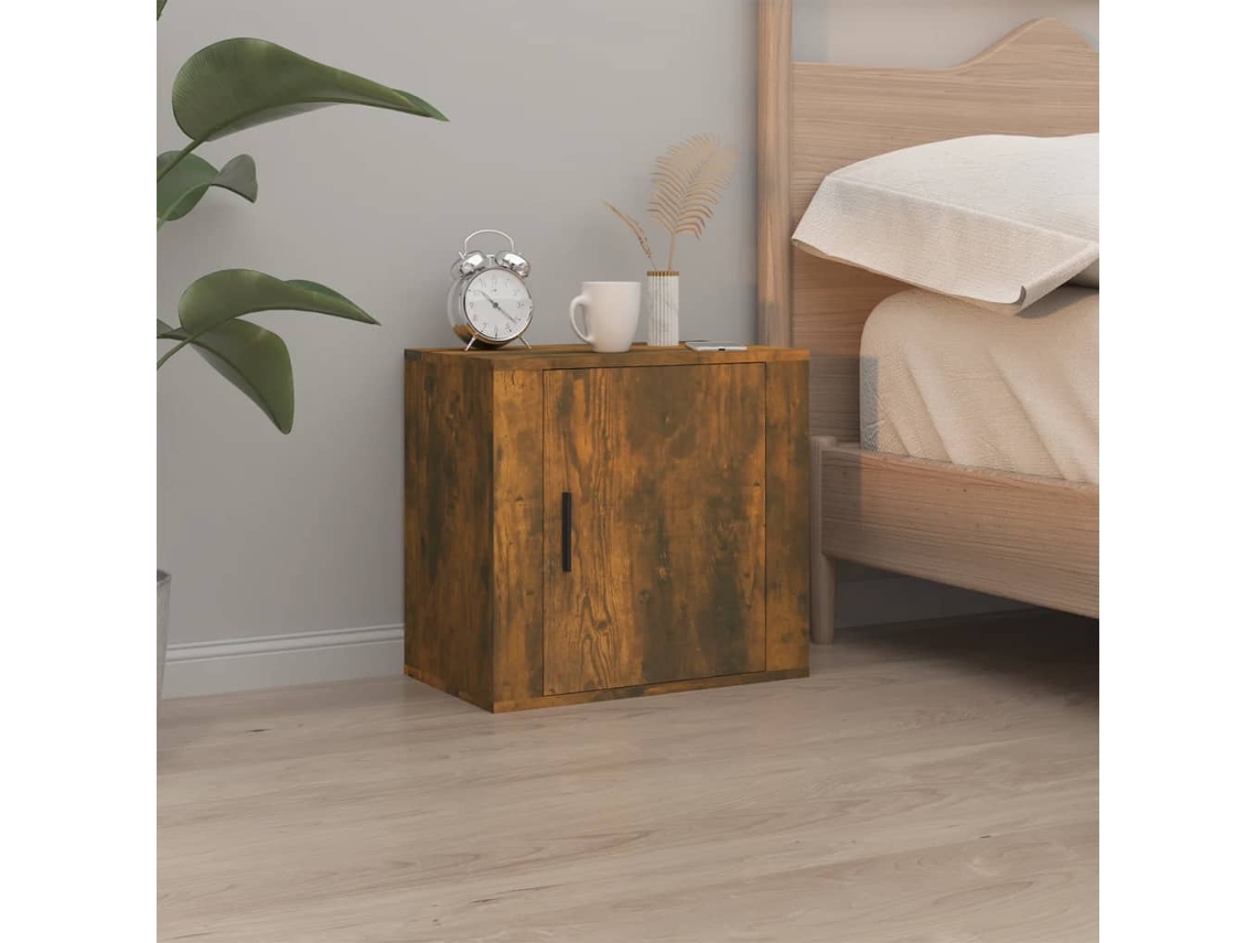 Mesita de Noche de Pared 50X30X47 Cm Roble Ahumado