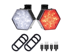 Juego De Luces Para Bicicleta - Recargable Por Usb, Resistente Al Agua (negro)