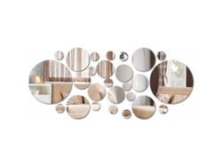 Espejo de Pared Redondo, Adhesivo Removible 3D para Decoración de Dormitorio o Sala (26 Unidades) Kofihety