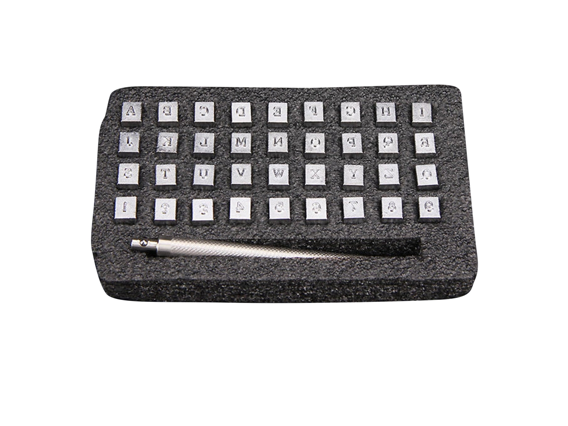 Juego De 36 Sellos De Letras Y Números Para Cuero Con Mango De Acero Antideslizante Para Manualidades Diy. Alfabeto A-z, Números 0-9, 3,5 Mm.