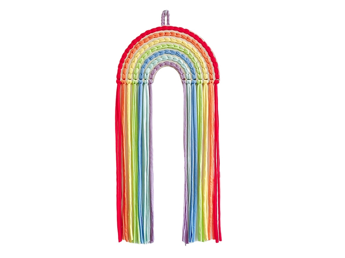 Decoración Ins: Almacenamiento de pinzas para el cabello de arcoíris para niñas, adornos de pared tejidos, madera KOFIHETY