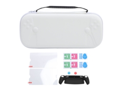 Kit 6 En 1: Estuche Rígido Para Consolas De Videojuegos Con Protector De Pantalla Y Agarre Blanco.