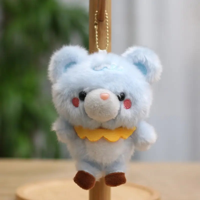 (azul) Lindo Llavero De Peluche De Oso Pastel, Suave Y Esponjoso, Adorable Adorno Para Bolso