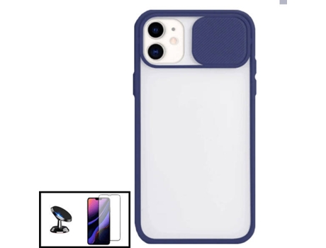 Carcasa + Protector + Soporte iphone 12 Pro Max PHONECARE Slide Window Anti Choque Frosted Azul Oscuro 91636