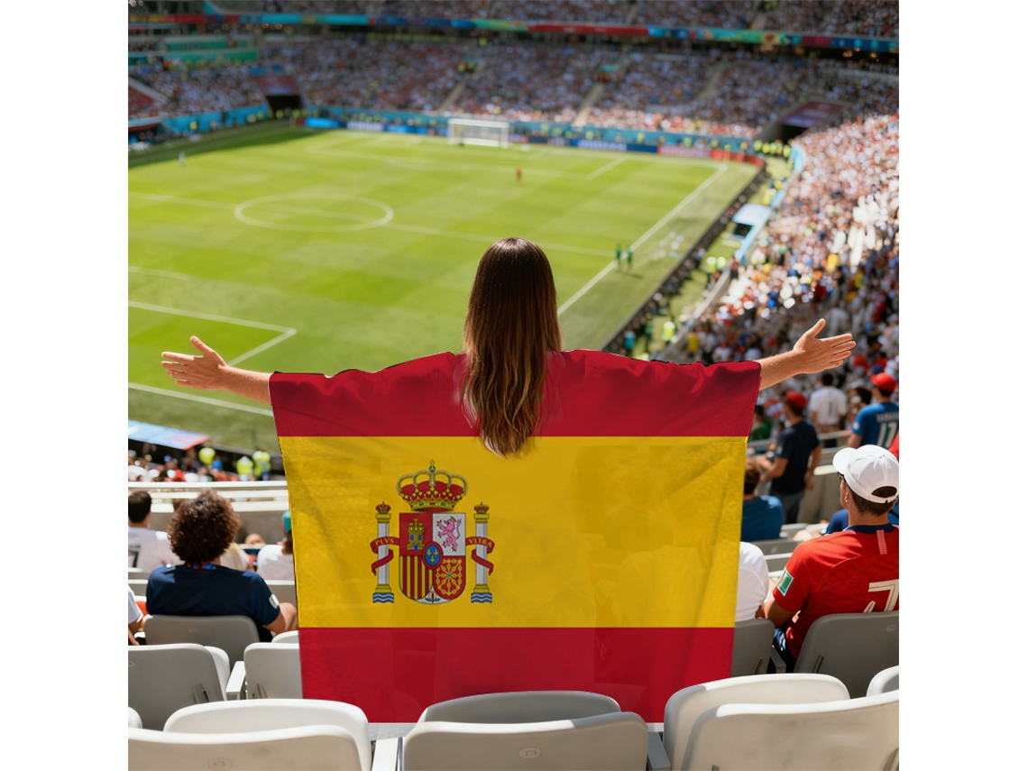 Bandera España Poliéster 150×90cm, Funda Para Asta Integrada, Impresión Definida Resistente Al Sol Para Hinchas.