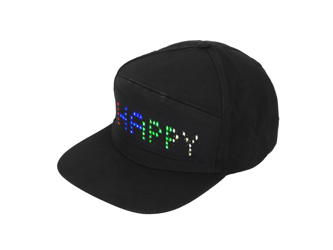 Gorra de béisbol de algodón 2026as con pantalla LED programable de 12x48, control por aplicación, texto editable para uso diario y fiestas.
