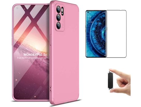 Carcasa + Protector + Soporte Oppo Reno6 Slim Armor 360º Rosa BD-GK