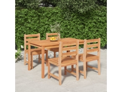 Juego de comedor de jardín de 5 piezas en madera maciza de teca DKD Home Decor