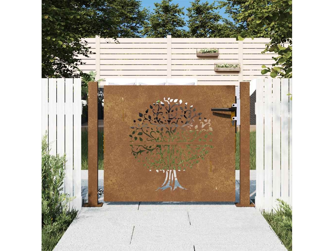 Puerta de jardín de acero corten de 105 x 80 cm, diseño de árbol, DKD HOME DECOR