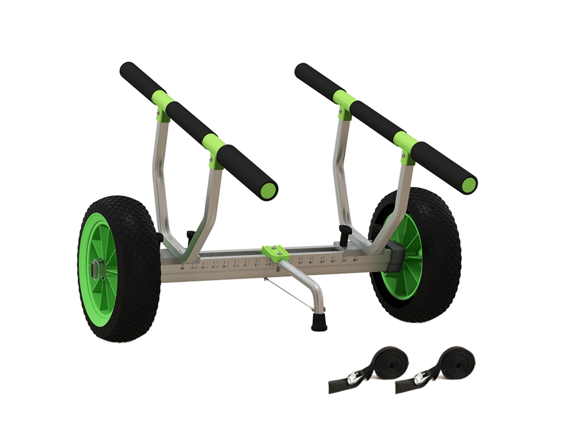 Carro ajustable para kayak con correa de tensión, verde y negro, VELTRIX