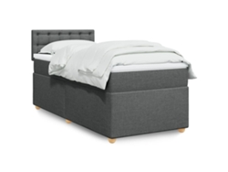 Cama Box Spring Con Colchón Tela Gris Oscuro 100x200 Cm