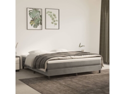Cama box spring con colchón terciopelo gris claro 160x200 cm