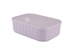 Caja pequeña de ratán artificial para guardar ropa, color lila y morado.