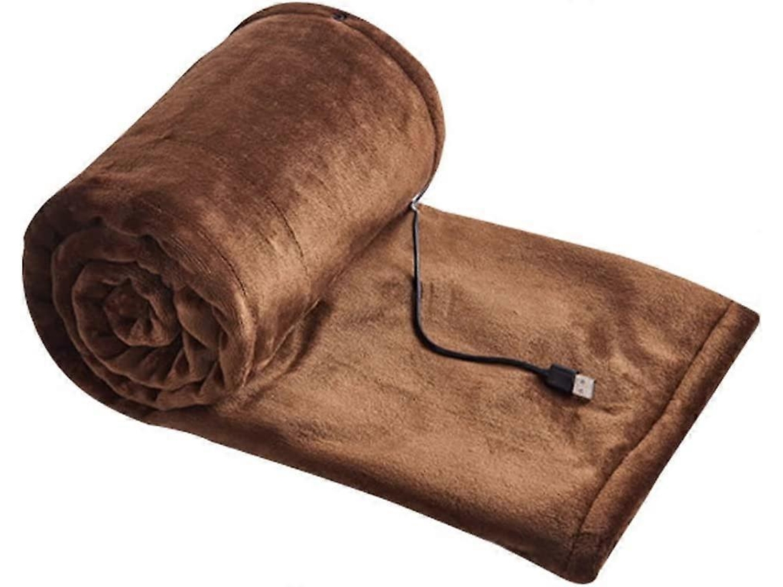 Manta Eléctrica Usb, 140x80cm Lana Polar 3 Niveles De Calor 42-55°c, Lavable A Máquina, Marrón