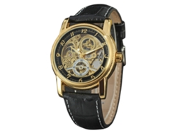 Reloj Mecánico Automático Para Hombre Forsining Acero Dial Personalidad Oro Negro