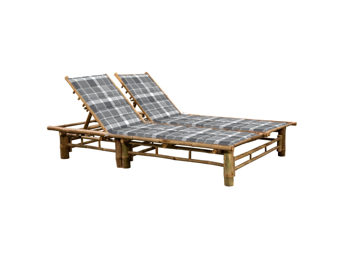 Tumbona con cojines Mueble para patio Asiento de jardín para 2 personas bambú