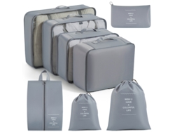 Juego De Cubos De Embalaje Para Artículos Esenciales De Viaje, Organizador De Equipaje, Cubos Con Doble Cordón CHRUI Grey